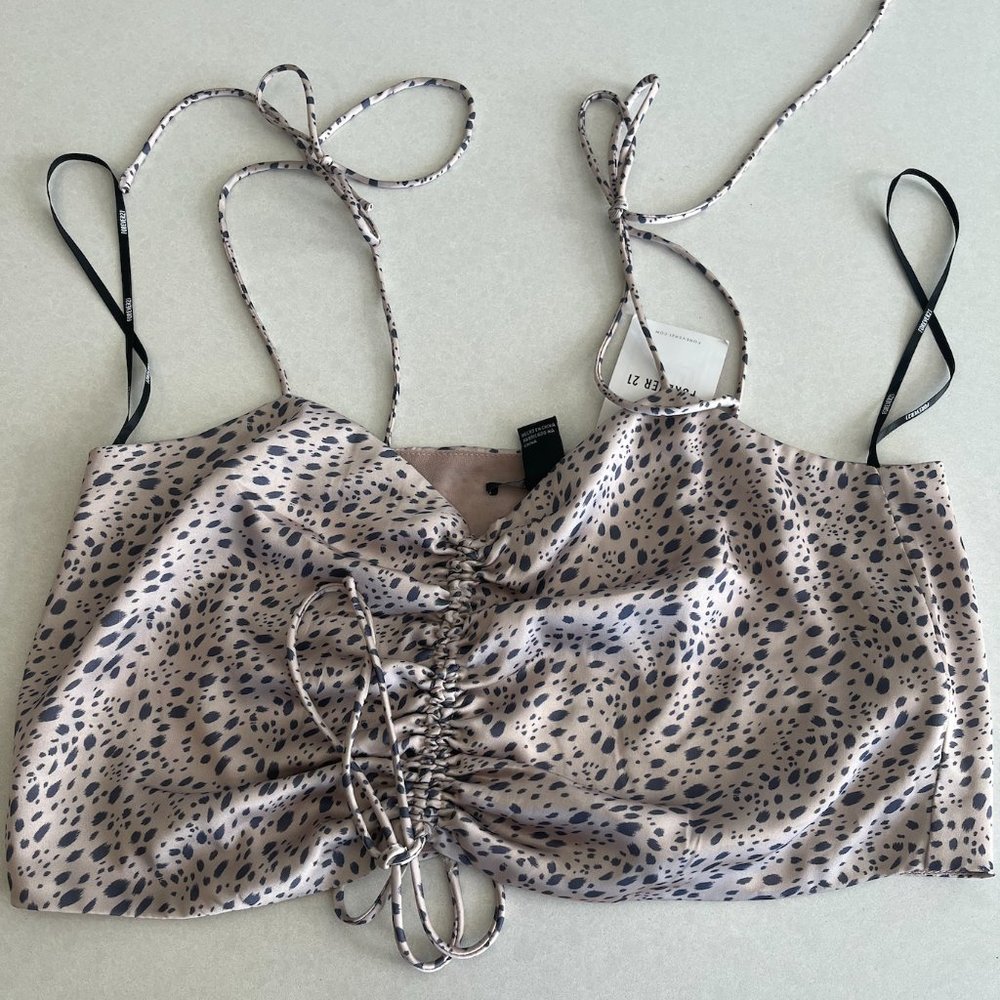 Forever 21 Tan and Black Silk Top